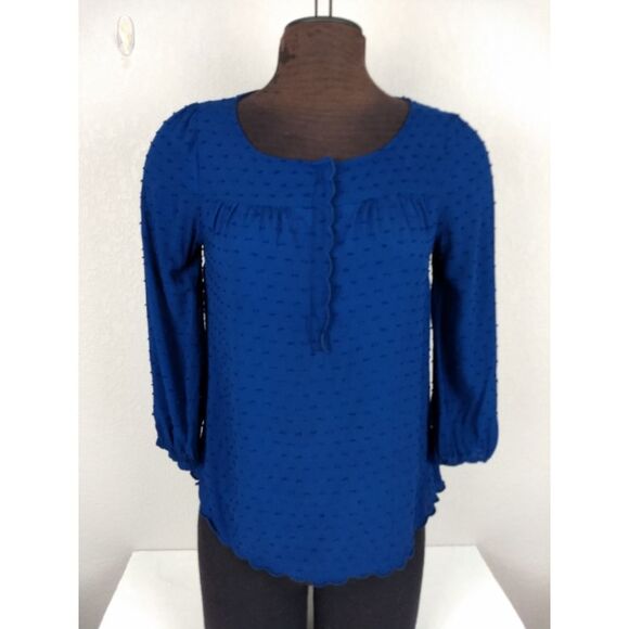 Anthropologie Maeve navy blue swiss dot blouse 4 - Picture 9 of 10